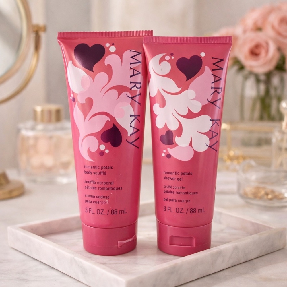 Mary Kay Romantic Petals Body Care Set Travel Size Body Soufflé & Shower Gel Duo